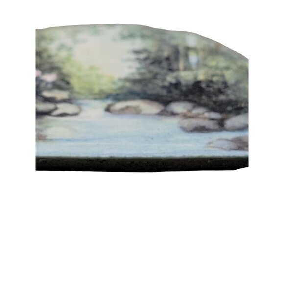 Hand-painted Wooden Brooch Stunning Nature Scene Artist Signed Webb Stunning - Picture 6 of 16